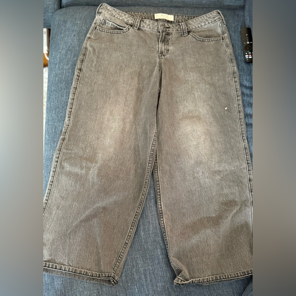 Hollister Grey/Black Super Baggy Wide-Leg Jeans